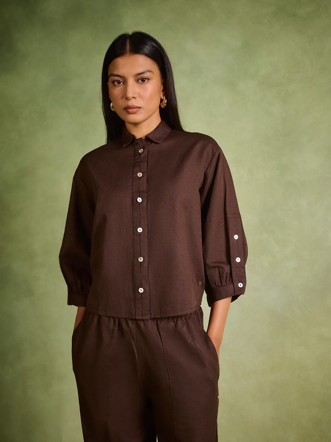 Solid Shirt – Brown - Image 2