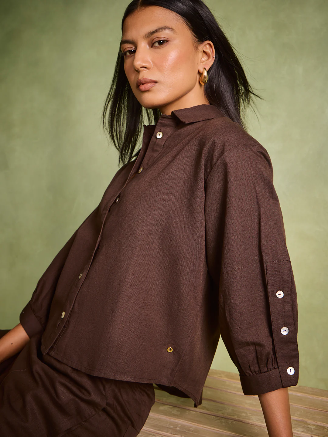 Solid Shirt – Brown - Image 3