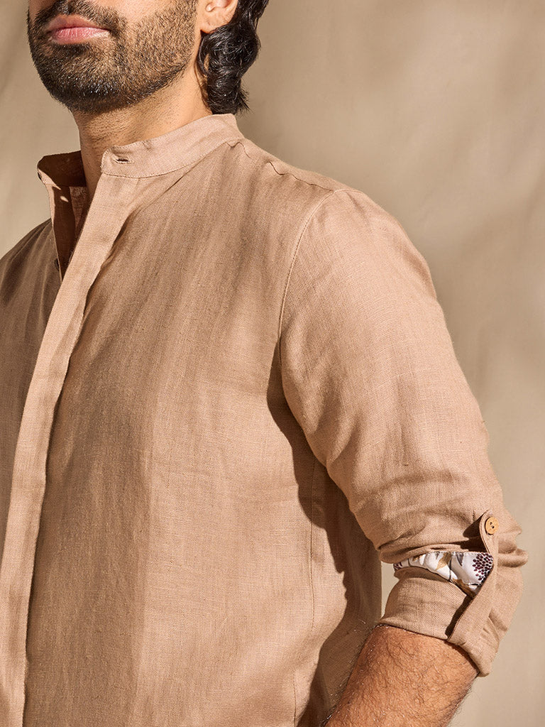 Solid Shirt - Light Brown - Image 3