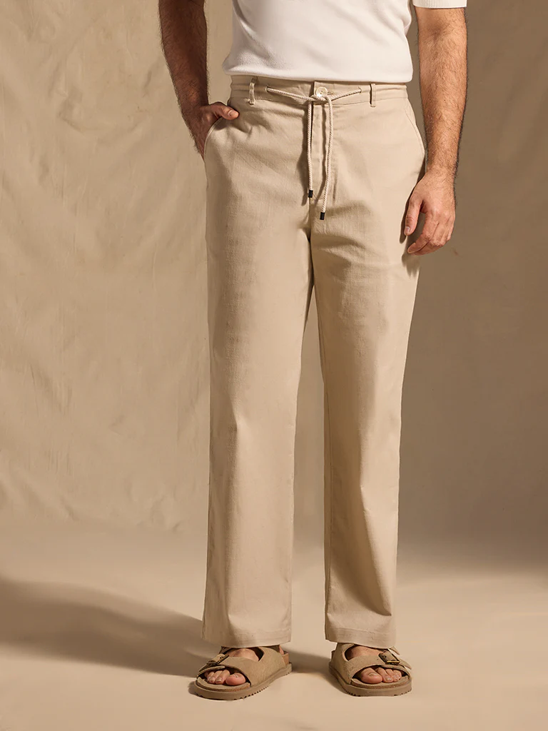 Solid Trousers - Beige