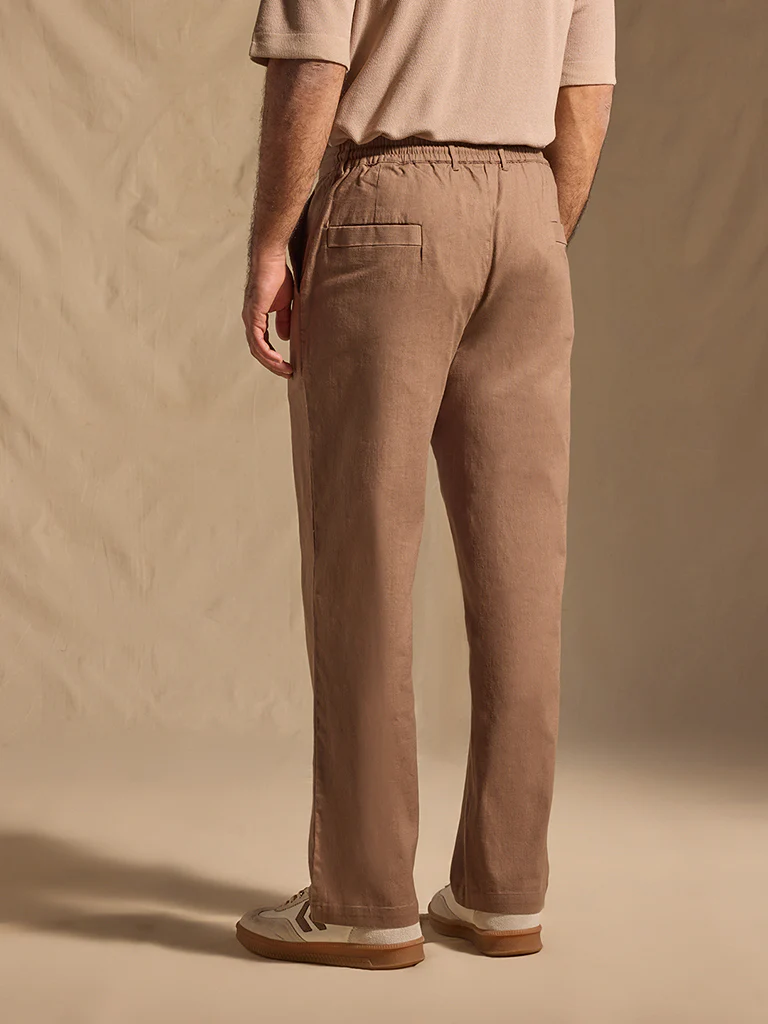Solid Trousers - Brown - Image 4