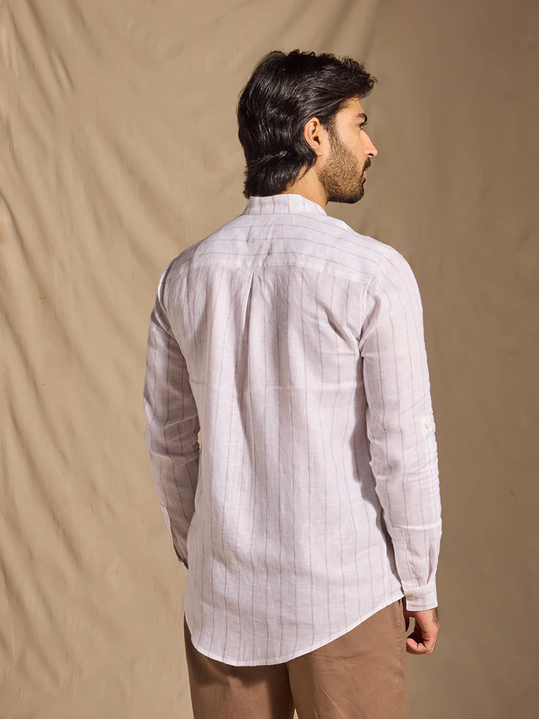 Striped Linen Shirt - White - Image 5
