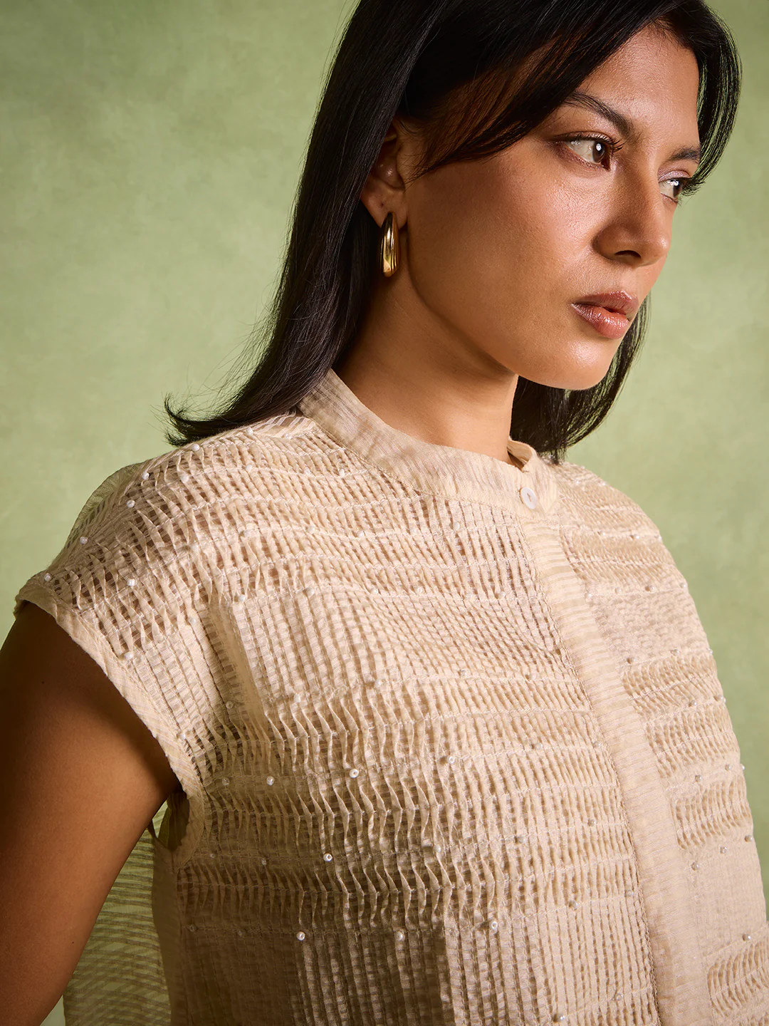 Textured Embellished Top β Beige - Image 3