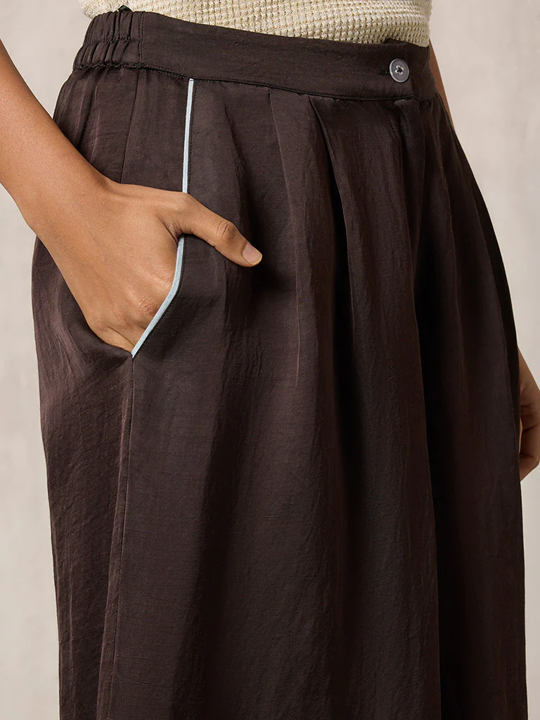 Wide-Leg Brown Pants - Image 3