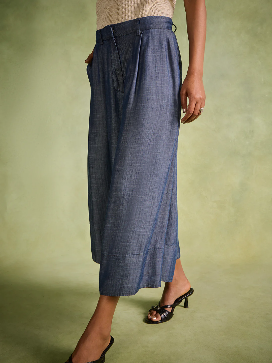 Wide-Leg Denim Pants β Blue