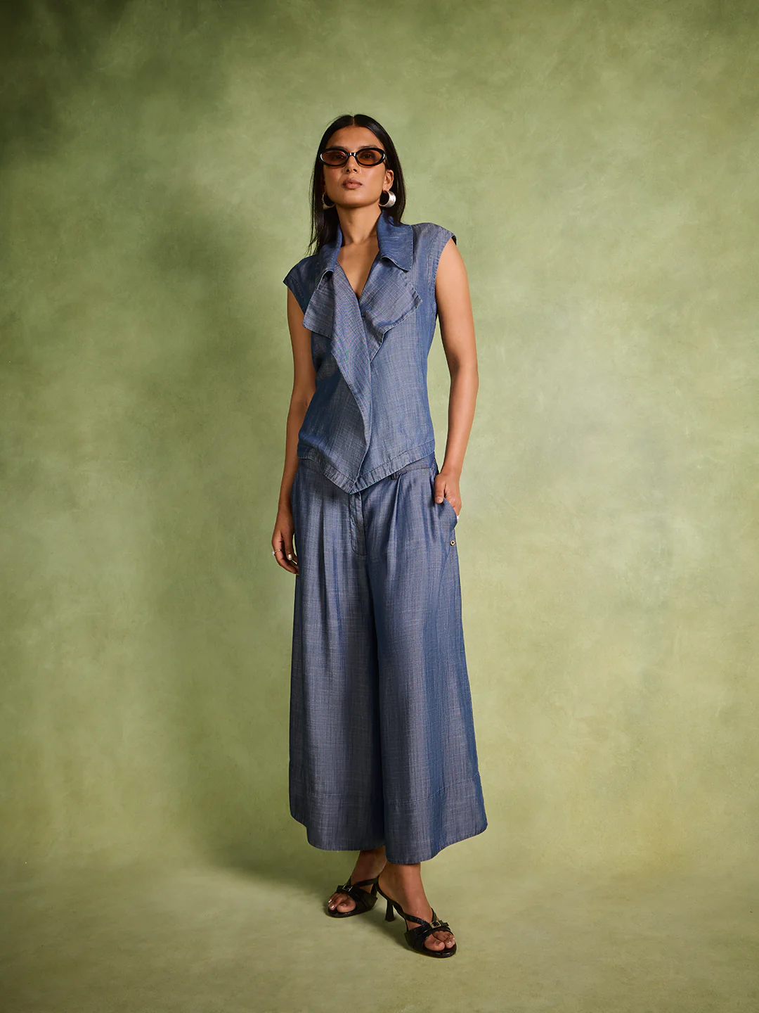 Wide-Leg Denim Pants β Blue - Image 2