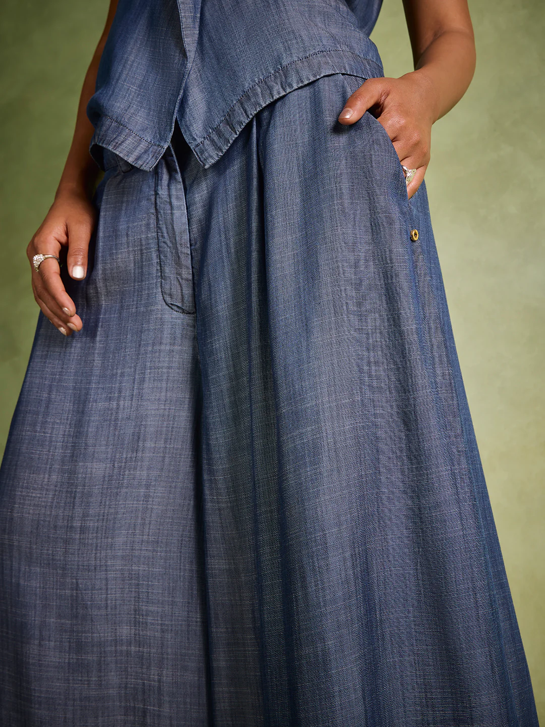 Wide-Leg Denim Pants β Blue - Image 3