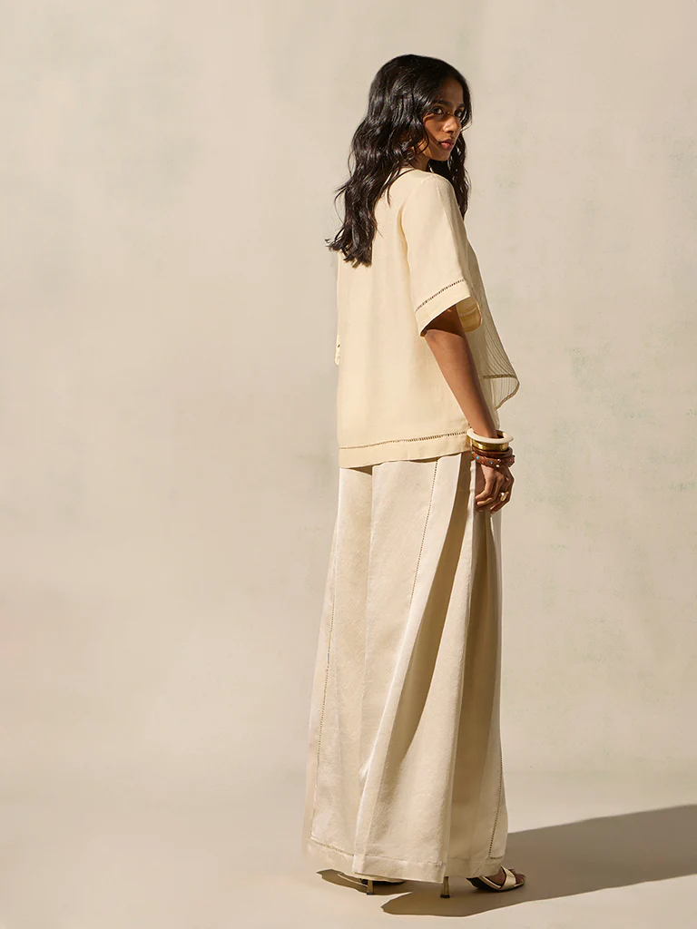 Wide-Leg Pants - Ivory - Image 4