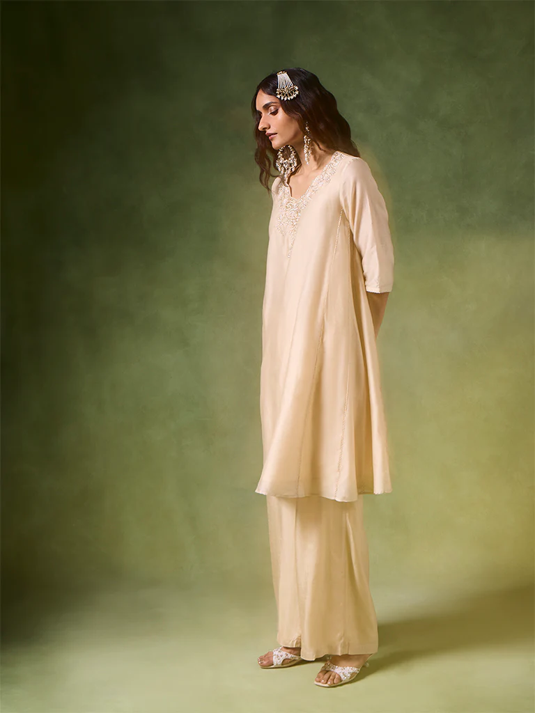 Wide-Leg Palazzos – Ivory - Image 2