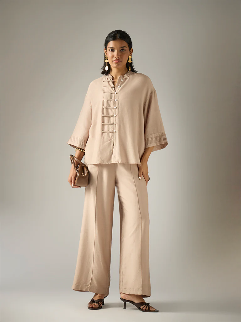 Wide-Leg Pants – Beige - Image 2
