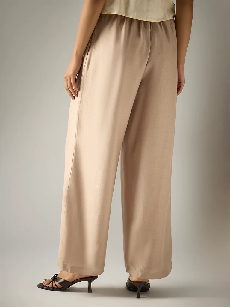 Wide-Leg Pants – Beige - Image 4