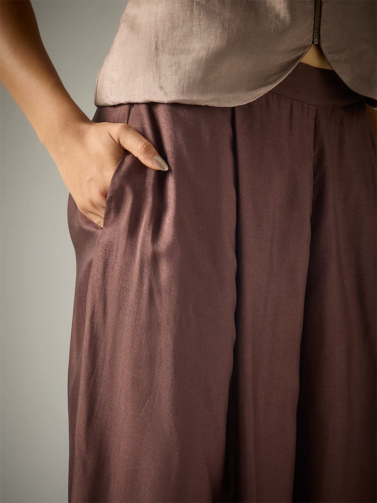 Wide-Leg Pants β Brown - Image 3