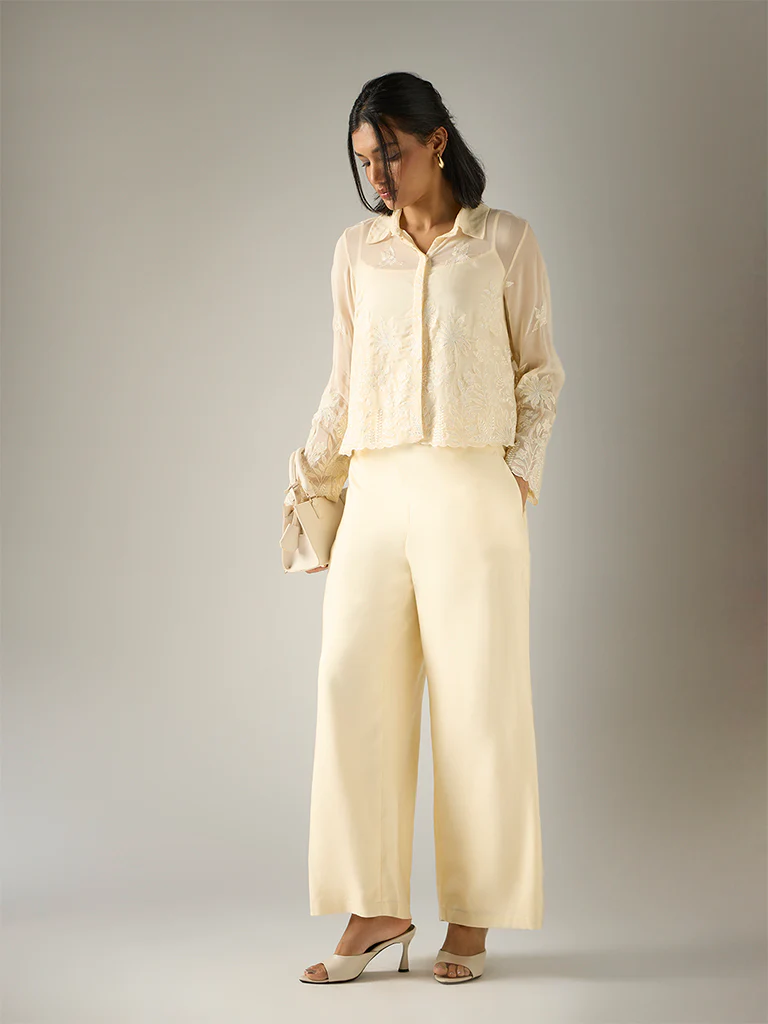 Wide-Leg Pants – Cream - Image 2