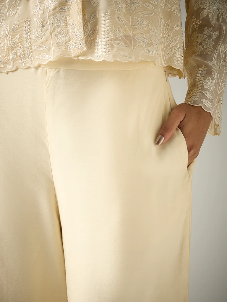 Wide-Leg Pants – Cream - Image 3
