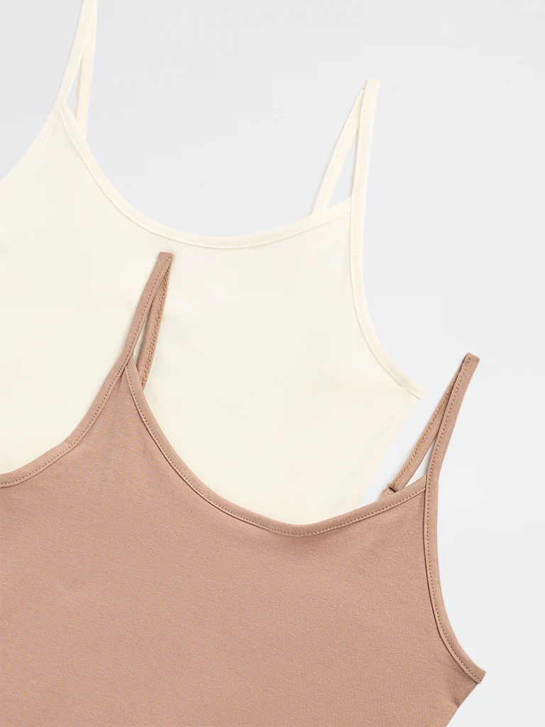 Wunderlove Beige Cotton-Blend Camisoles - Pack of 2 - Image 7