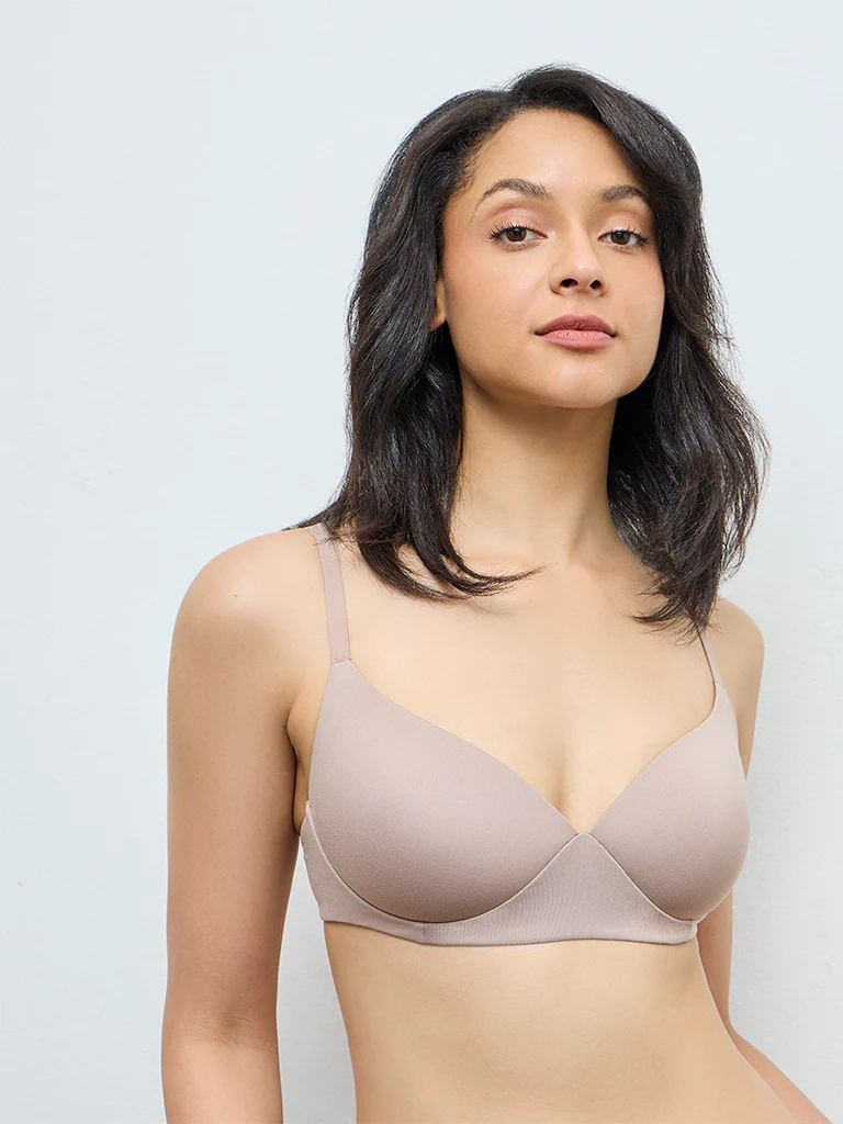Wunderlove Beige Cotton-Blend Padded Bra - Image 2