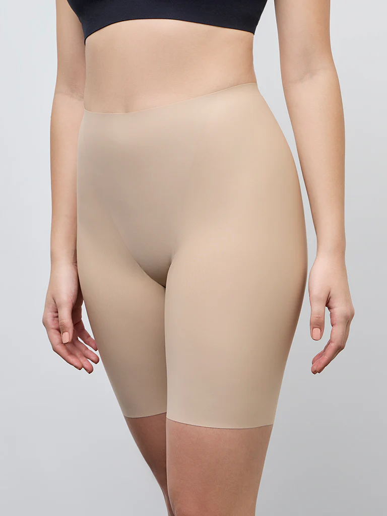 Wunderlove Beige Cotton-Blend Shaping Longpant - Image 2