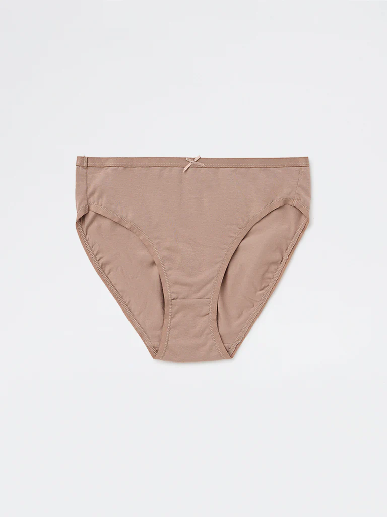 Wunderlove Beige Hi-Leg Cotton-Blend Briefs - Pack of 3 - Image 7