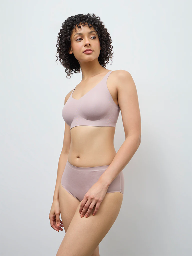 Wunderlove Beige Invisible Cotton-Blend Padded Bra