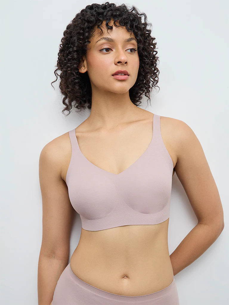 Wunderlove Beige Invisible Cotton-Blend Padded Bra - Image 2