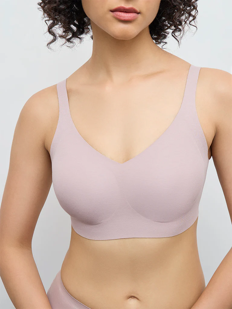 Wunderlove Beige Invisible Cotton-Blend Padded Bra - Image 3