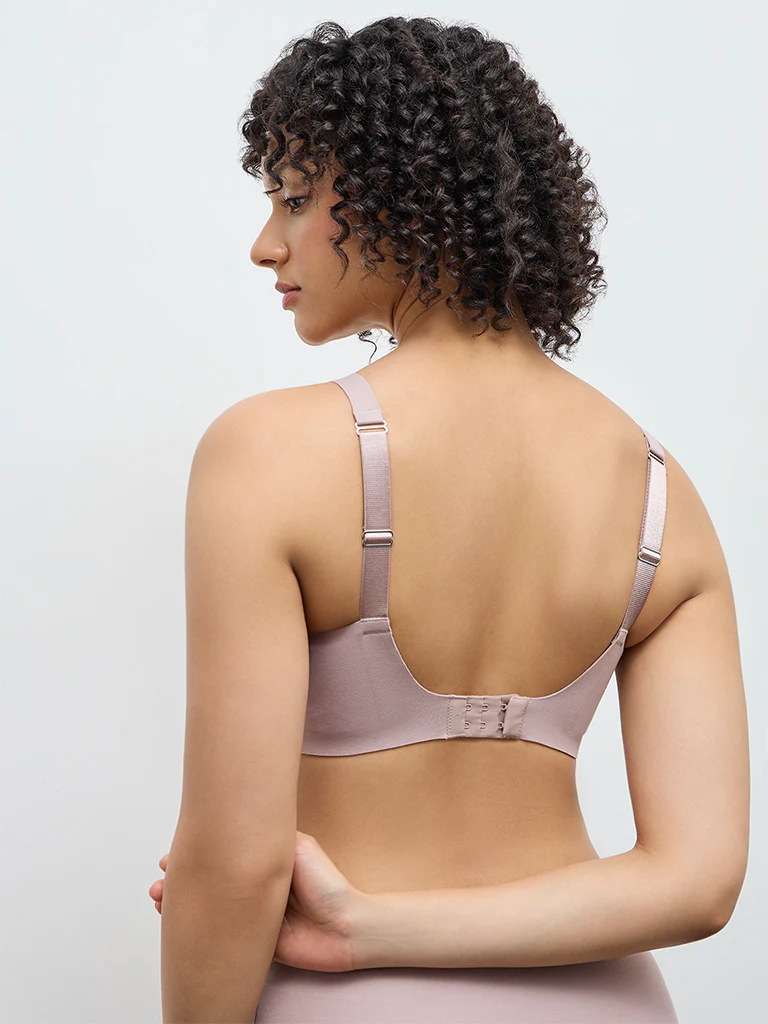Wunderlove Beige Invisible Cotton-Blend Padded Bra - Image 4
