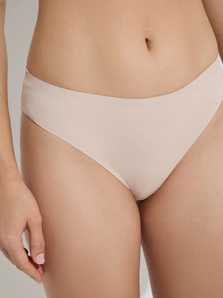 Wunderlove Beige Invisible Hi-Leg Briefs - Image 3