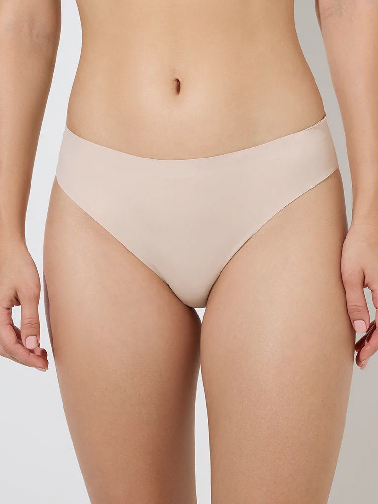 Wunderlove Beige Invisible Hi-Leg Briefs - Image 5