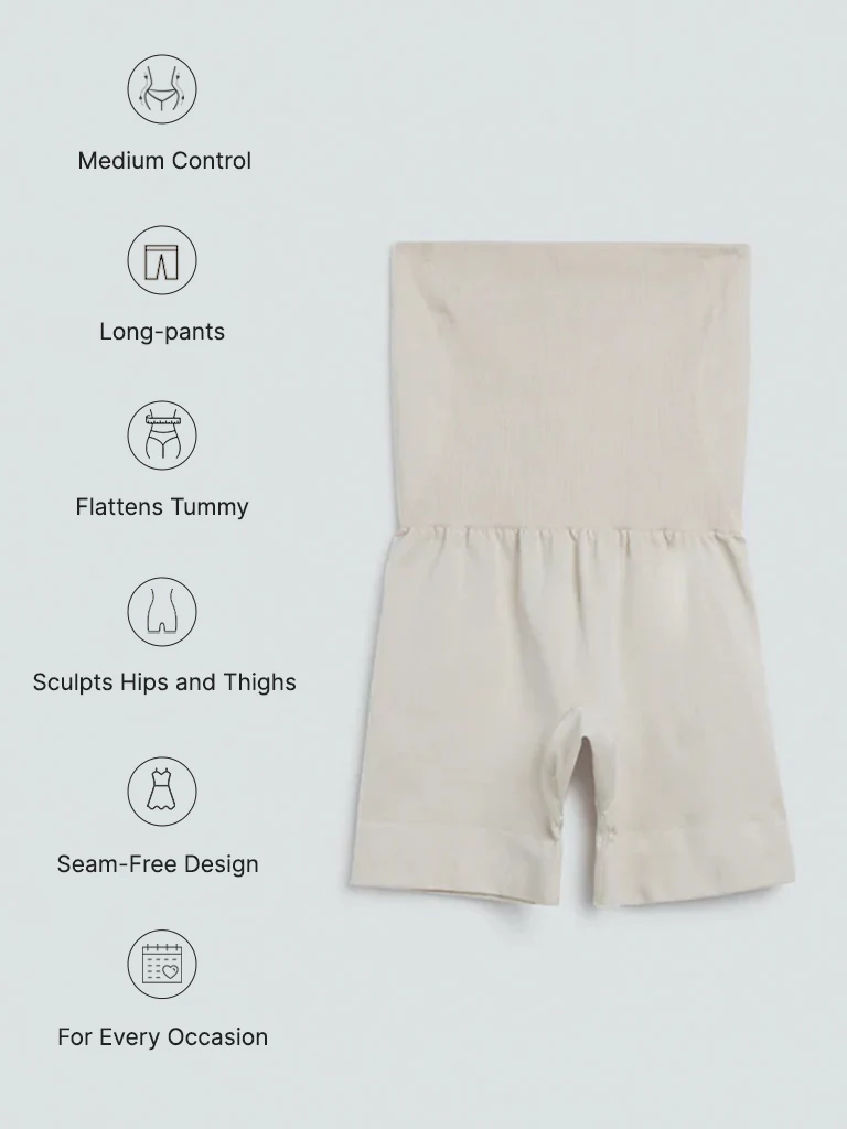 Wunderlove Beige Seam-Free Shaping Longpant - Image 3