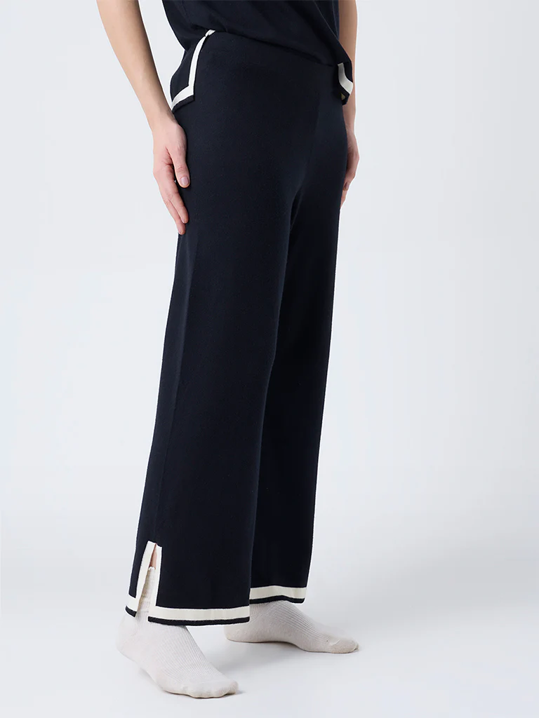 Wunderlove Black Contrast-Detail High-Rise Pants - Image 2