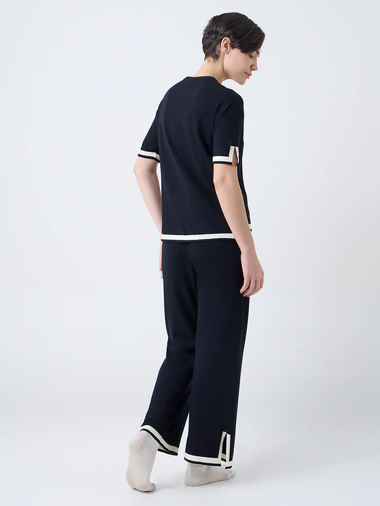 Wunderlove Black Contrast-Detail High-Rise Pants - Image 4