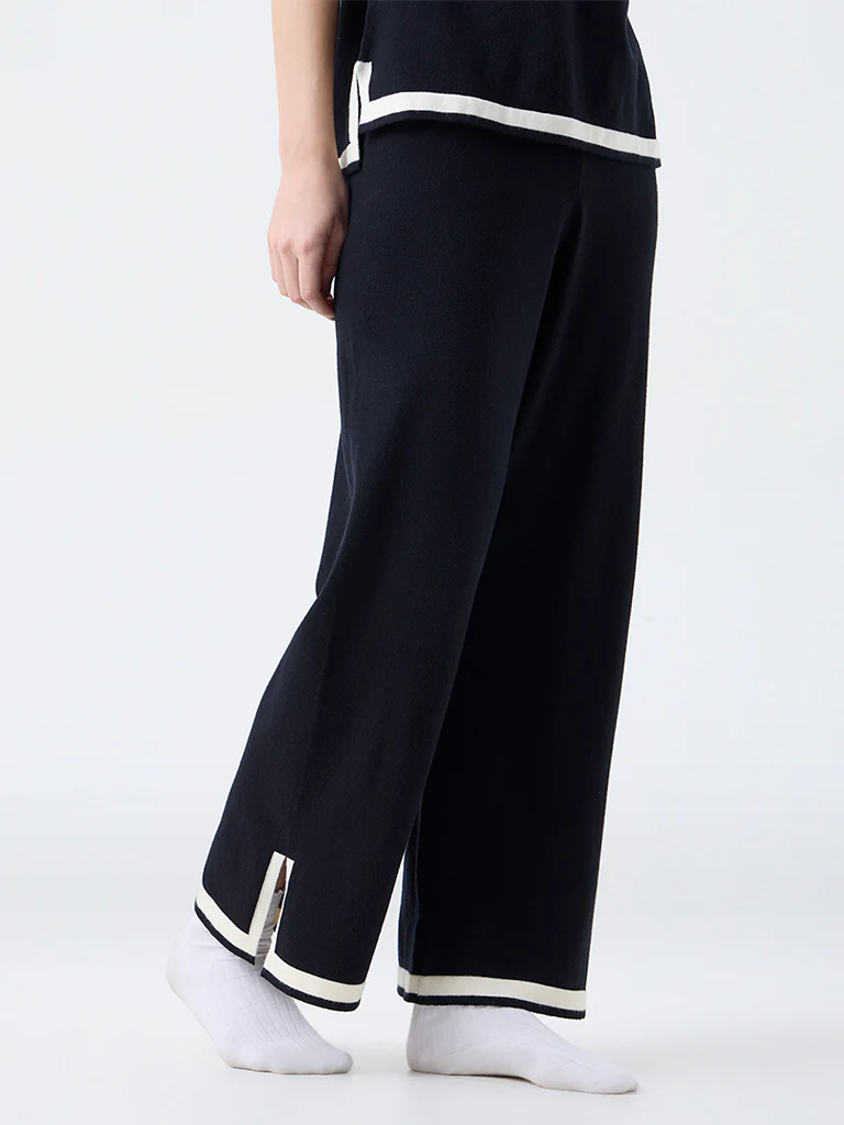 Wunderlove Black Contrast-Detail High-Rise Pants - Image 2