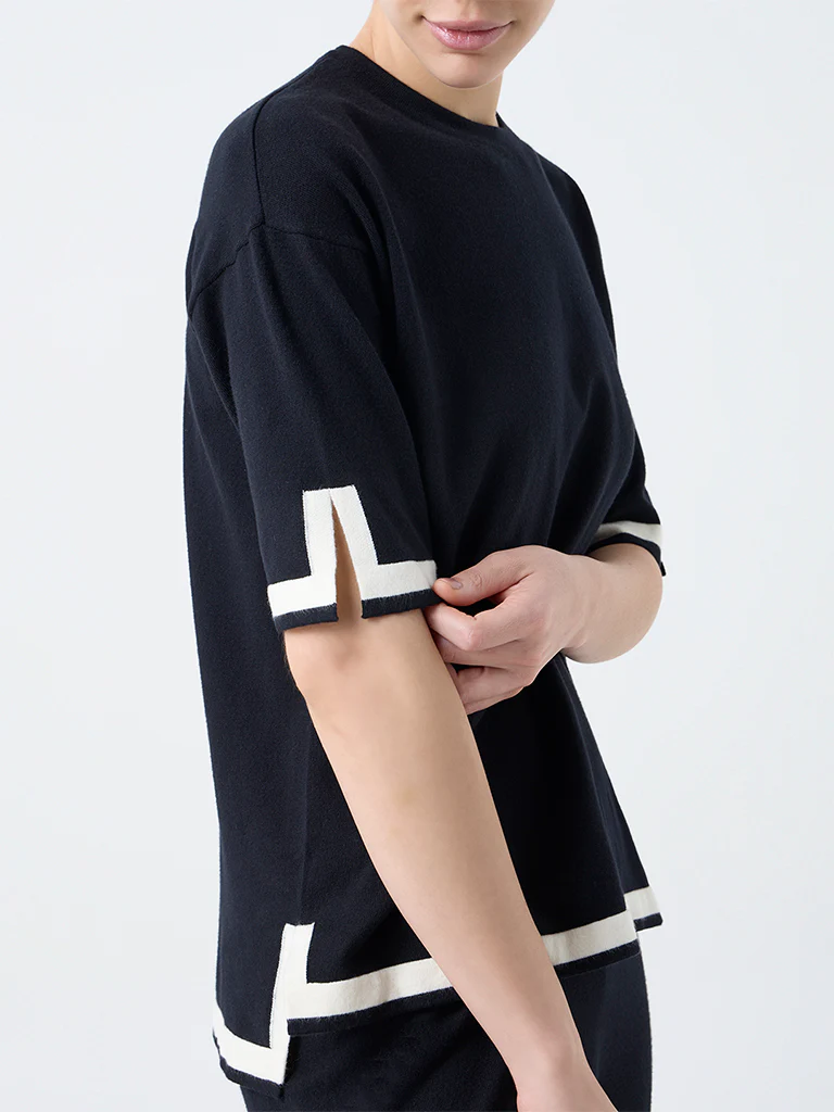 Wunderlove Black Contrast-Detail Top - Image 3