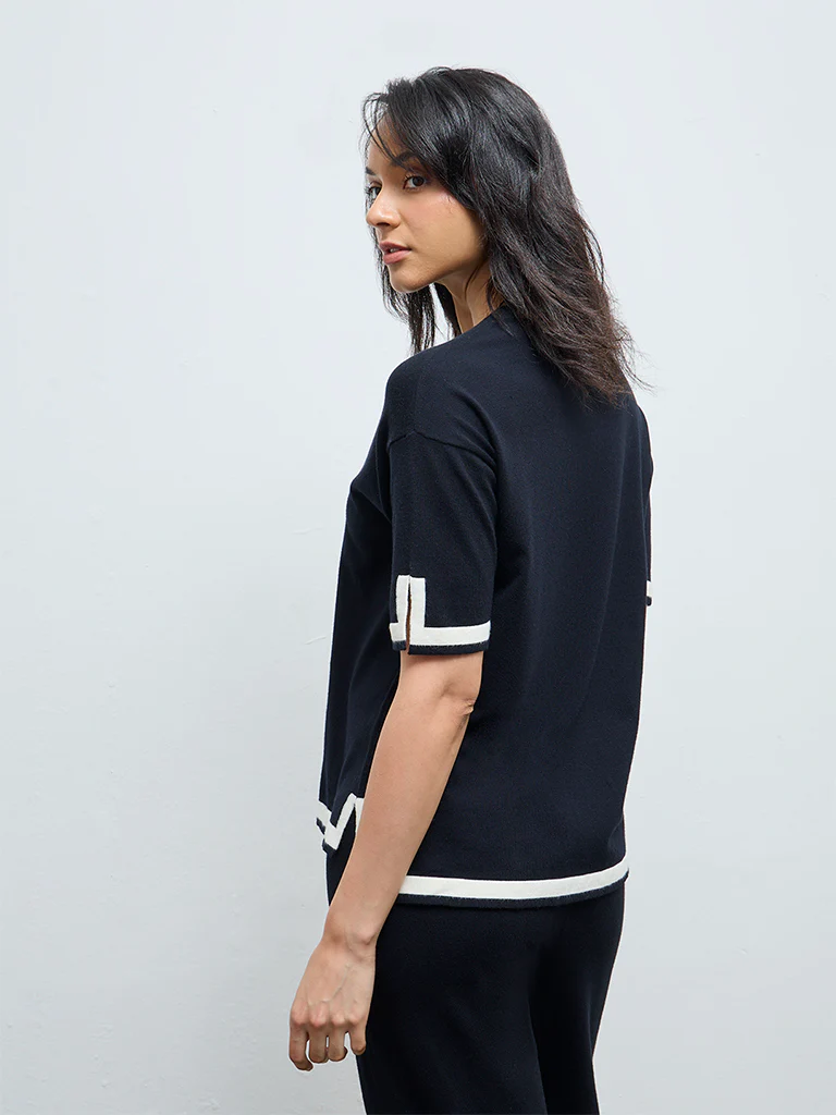 Wunderlove Black Contrast-Detail Top - Image 4
