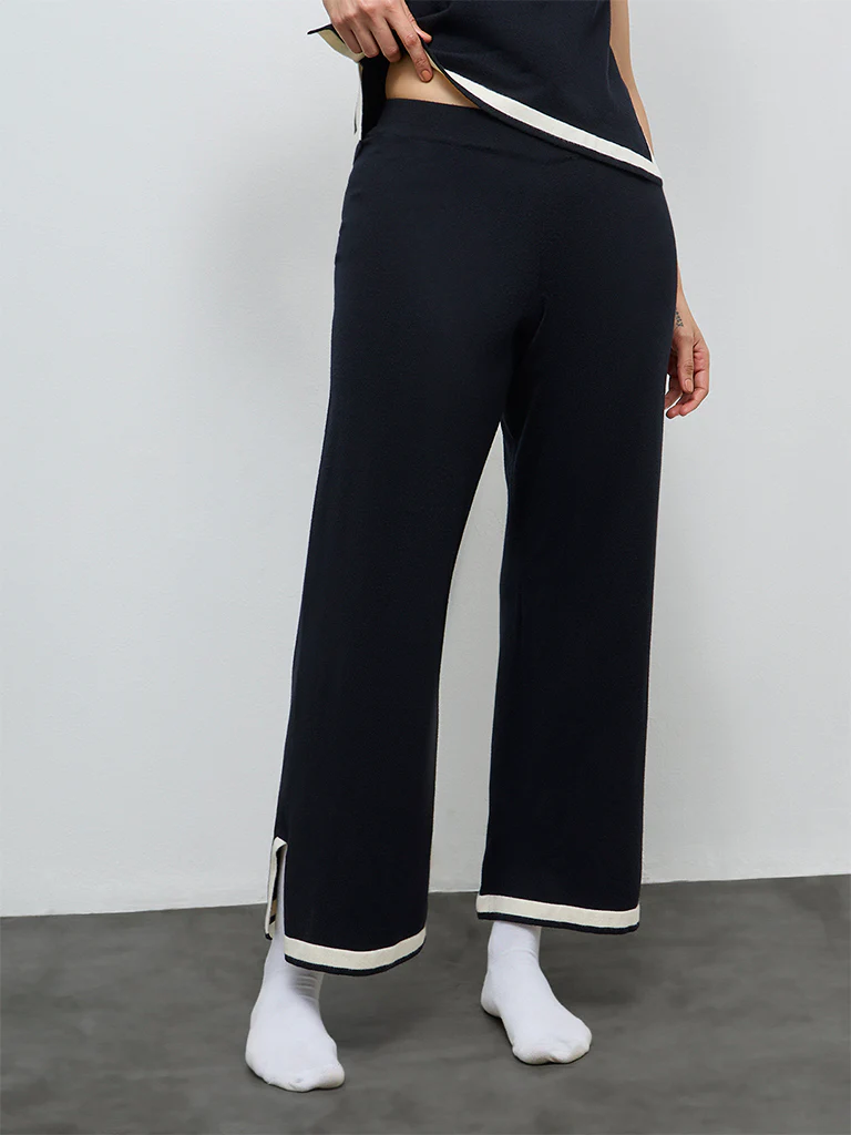 Wunderlove Black Contrast Detailed High-Rise Pants - Image 2