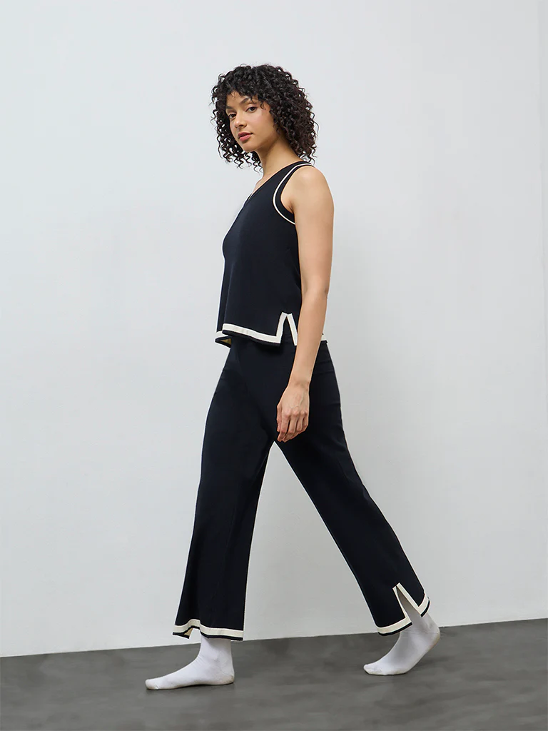 Wunderlove Black Contrast Detailed Top - Image 2