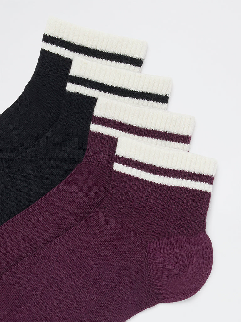 Wunderlove Black Cotton-Blend Socks - Pack of 2 - Image 3