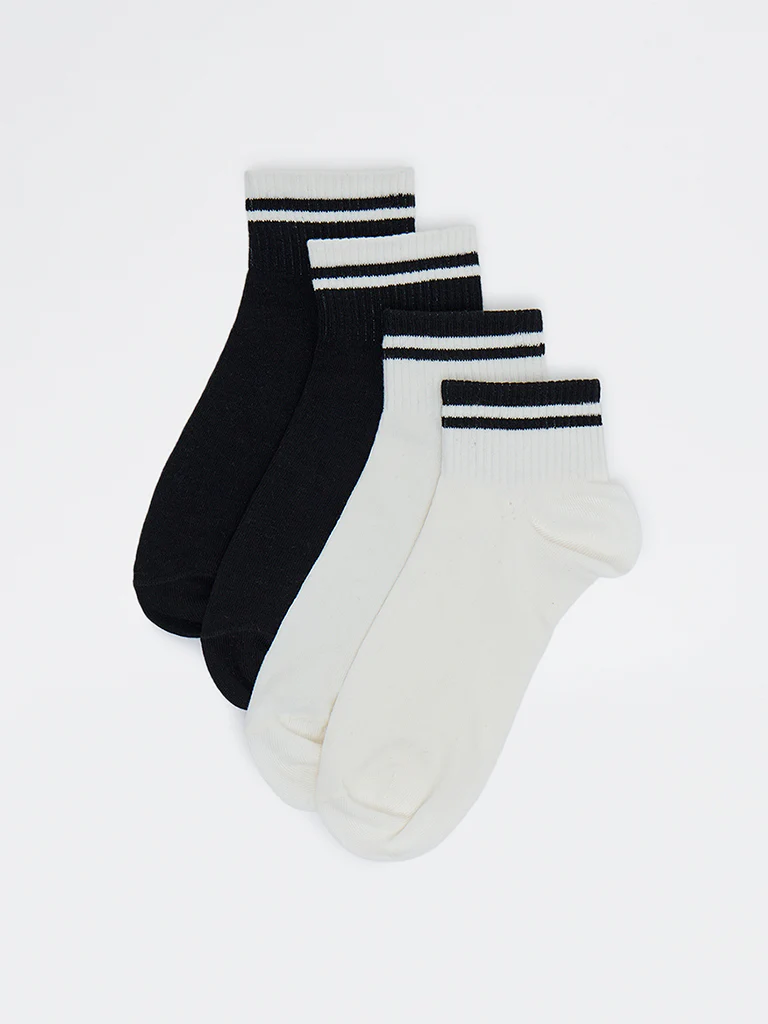Wunderlove Black Cotton-Blend Socks - Pack of 2 - Image 3