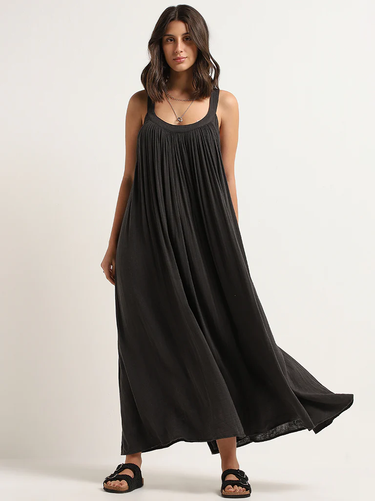 Wunderlove Black Cotton Maxi Dress - Image 6