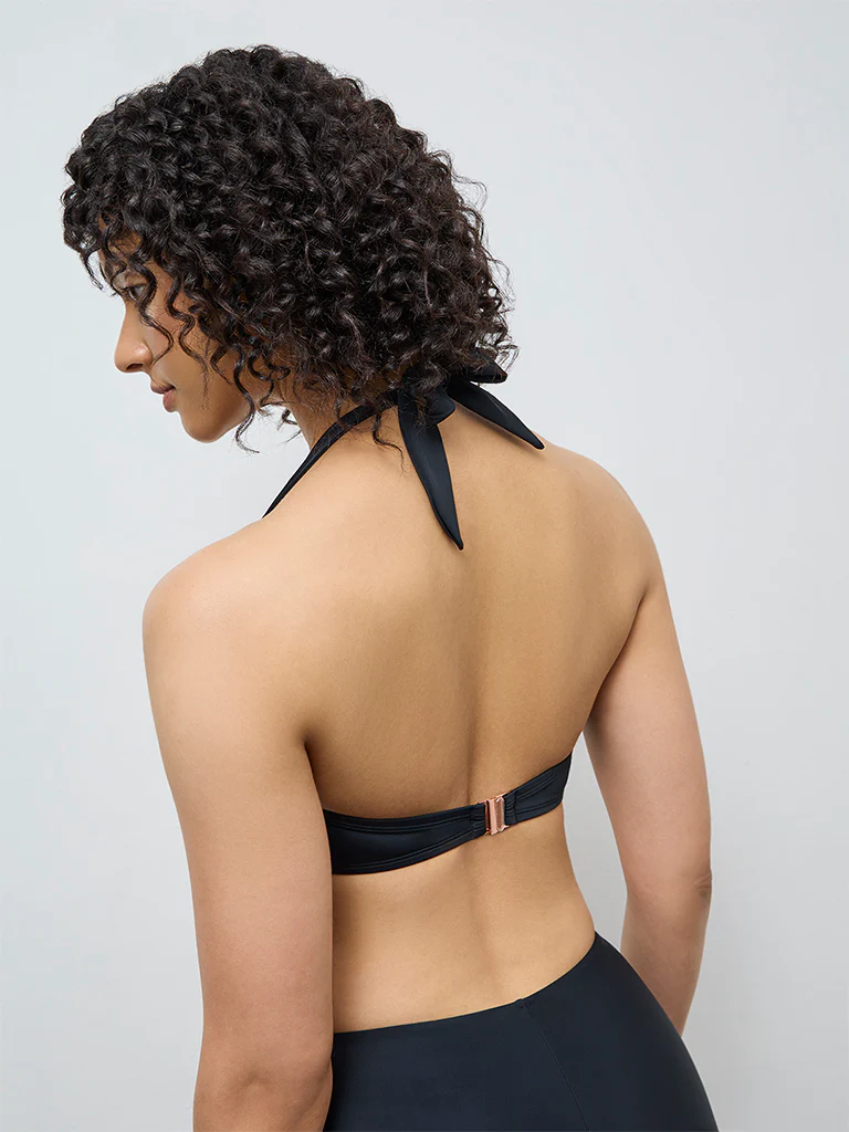 Wunderlove Black Halter-Neck Underwired Balconette Bra - Image 4