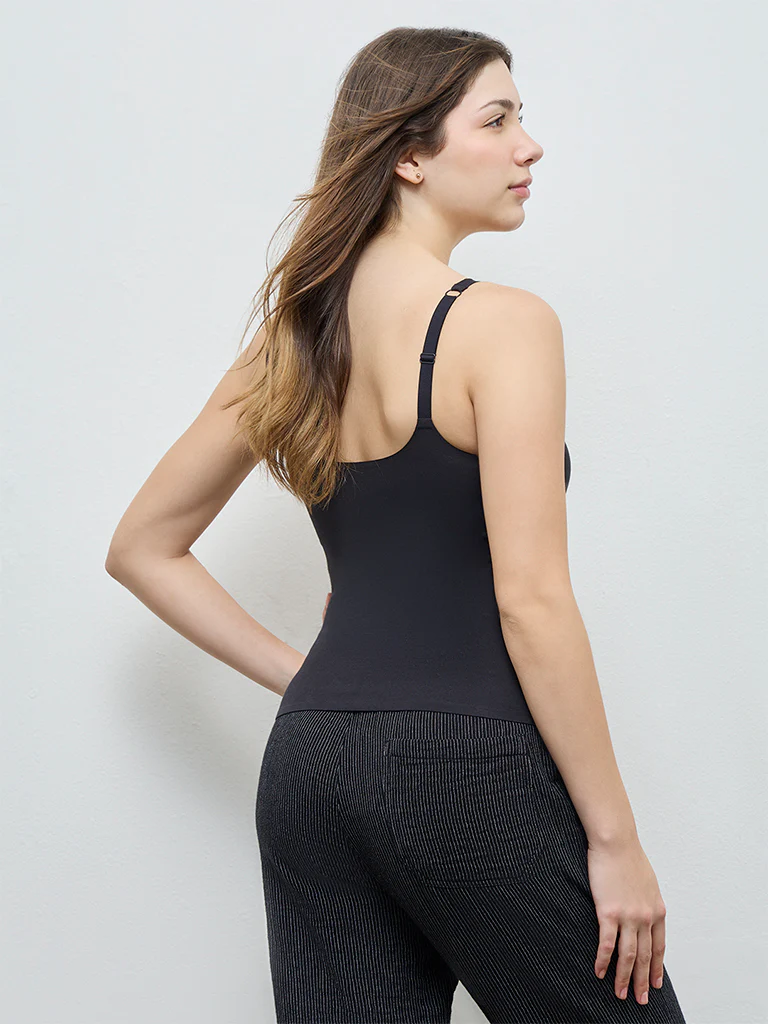 Wunderlove Black Invisible Cotton-Blend Camisole - Image 4