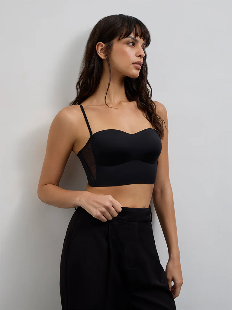 Wunderlove Black Padded Bandeau Shapewear Bra - Image 2