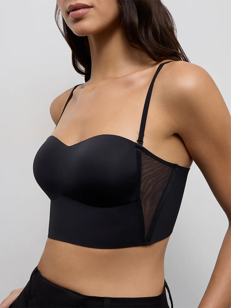 Wunderlove Black Padded Bandeau Shapewear Bra - Image 3