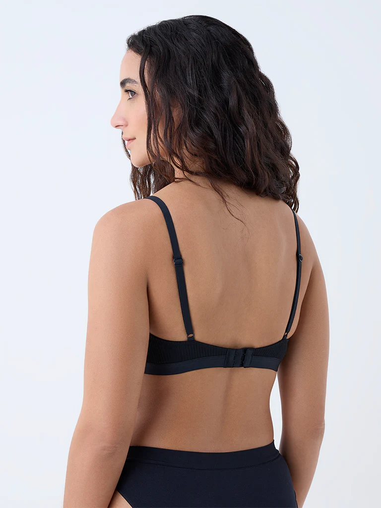 Wunderlove Black Self-Striped Padded Bra - Image 4