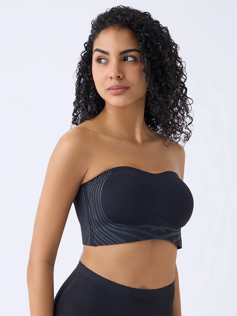 Wunderlove Black Shadow Sculpt Padded Bandeau Bra - Image 2