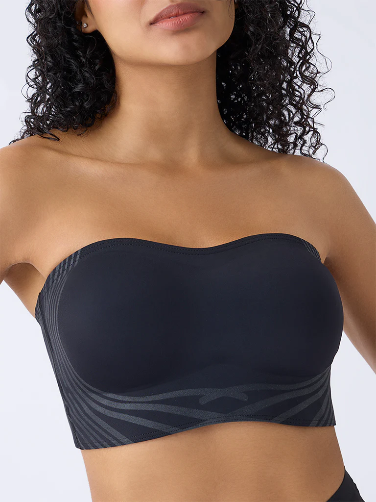 Wunderlove Black Shadow Sculpt Padded Bandeau Bra - Image 3