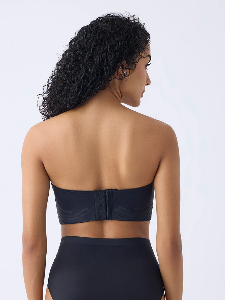 Wunderlove Black Shadow Sculpt Padded Bandeau Bra - Image 4