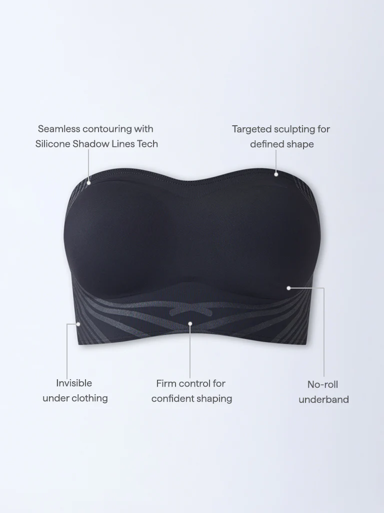 Wunderlove Black Shadow Sculpt Padded Bandeau Bra - Image 5