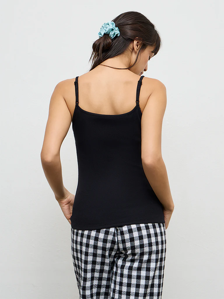 Wunderlove Black Solid Cotton-Blend Camisole - Image 4