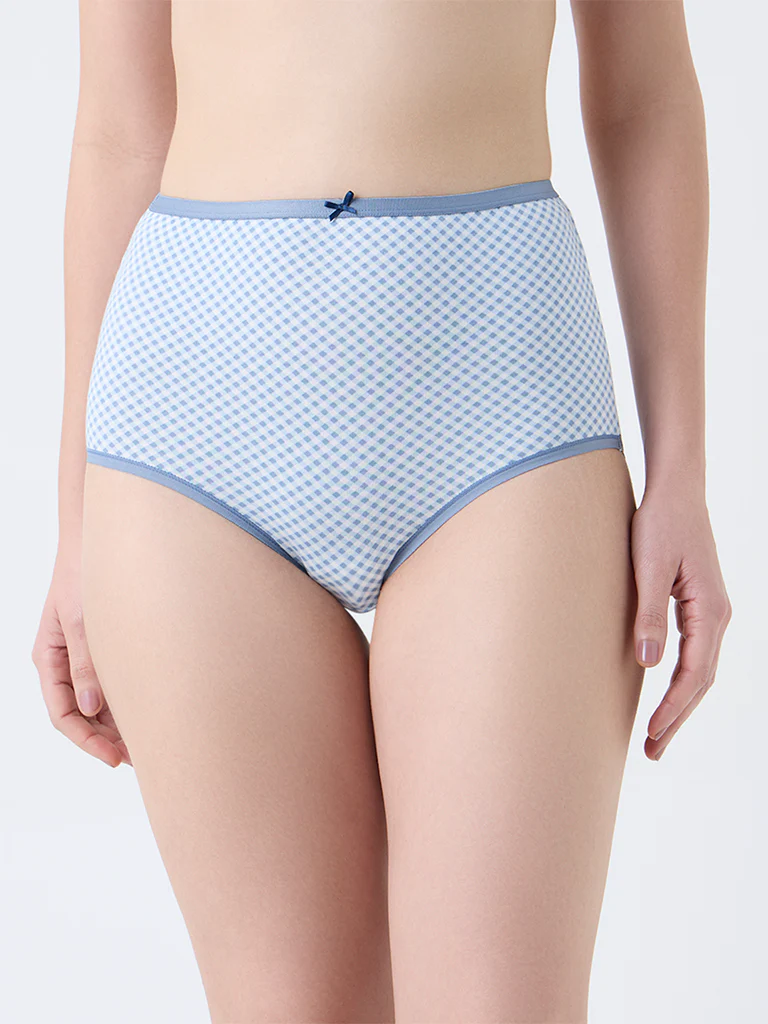 Wunderlove Blue Cotton-Blend Full Briefs - Pack of 3 - Image 3